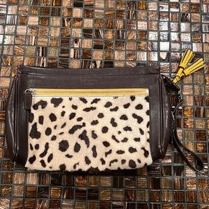 Coach Leather and Animal Print Clutch